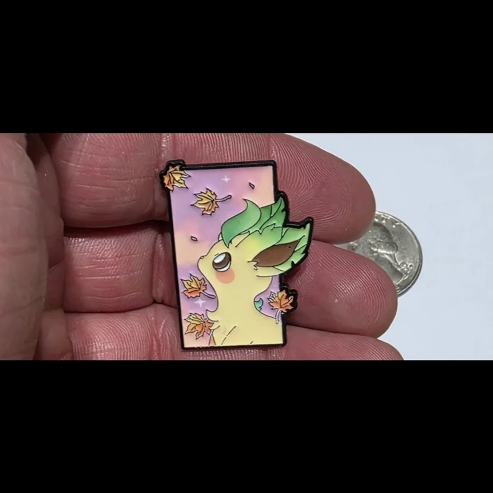 Pokemon Leafeon Enamel Pin - Green and Yellow